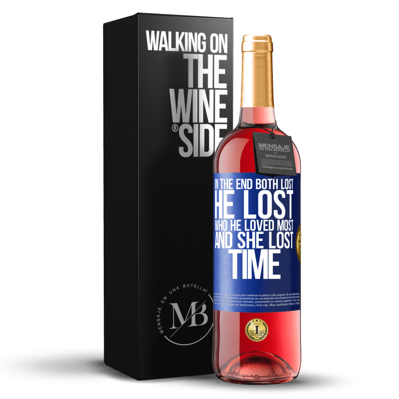 29,95 € Бесплатная доставка | Розовое вино Издание ROSÉ В итоге оба проиграли. Он потерял того, кого любил больше всего, а она потеряла время Синяя метка. Настраиваемая этикетка Молодое вино Урожай 2023 Tempranillo