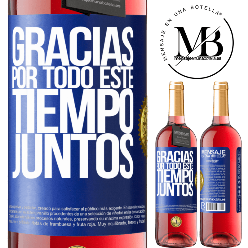 29,95 € Envío gratis | Vino Rosado Edición ROSÉ Gracias por todo este tiempo juntos Etiqueta Azul. Etiqueta personalizable Vino joven Cosecha 2023 Tempranillo