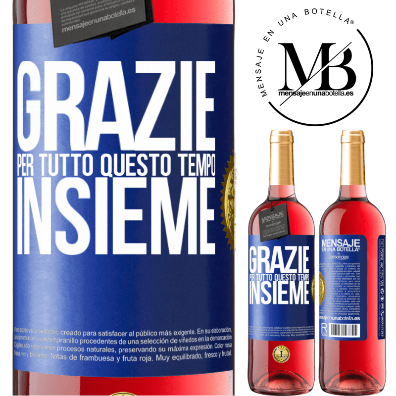 29,95 € Spedizione Gratuita | Vino rosato Edizione ROSÉ Grazie per tutto questo tempo insieme Etichetta Blu. Etichetta personalizzabile Vino giovane Raccogliere 2023 Tempranillo