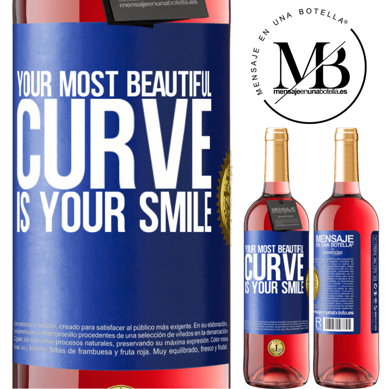 29,95 € Free Shipping | Rosé Wine ROSÉ Edition Your most beautiful curve is your smile Blue Label. Customizable label Young wine Harvest 2021 Tempranillo