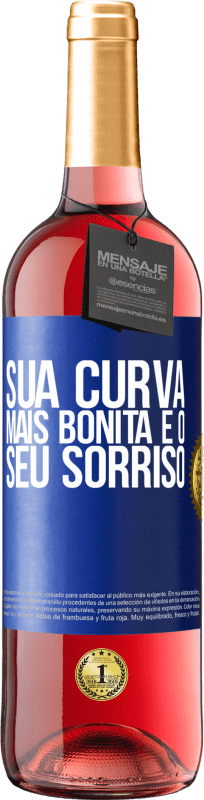 29,95 € | Vinho rosé Edição ROSÉ Sua curva mais bonita é o seu sorriso Etiqueta Azul. Etiqueta personalizável Vinho jovem Colheita 2024 Tempranillo