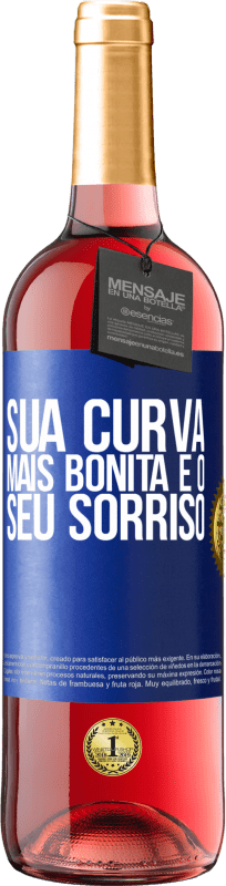 29,95 € | Vinho rosé Edição ROSÉ Sua curva mais bonita é o seu sorriso Etiqueta Azul. Etiqueta personalizável Vinho jovem Colheita 2025 Tempranillo
