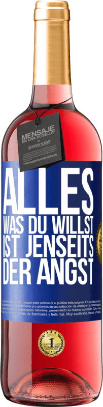 29,95 € | Roséwein ROSÉ Ausgabe Alles, was du willst, ist jenseits der Angst Blaue Markierung. Anpassbares Etikett Junger Wein Ernte 2023 Tempranillo