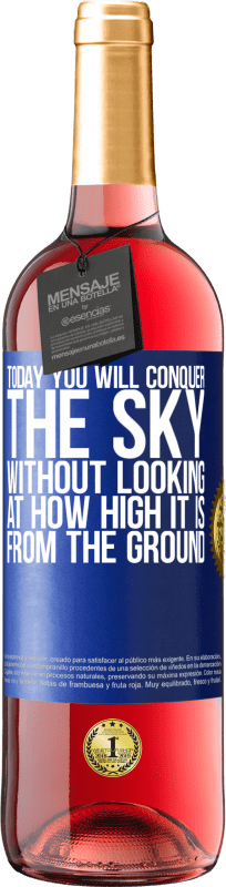 29,95 € | Rosé Wine ROSÉ Edition Today you will conquer the sky, without looking at how high it is from the ground Blue Label. Customizable label Young wine Harvest 2024 Tempranillo