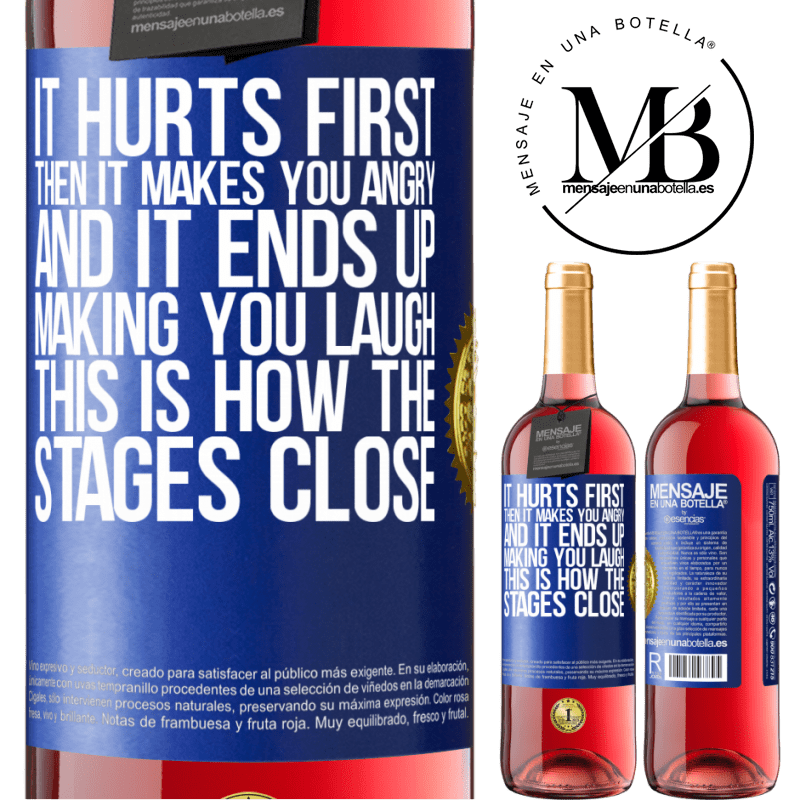 29,95 € Free Shipping | Rosé Wine ROSÉ Edition It hurts first, then it makes you angry, and it ends up making you laugh. This is how the stages close Blue Label. Customizable label Young wine Harvest 2021 Tempranillo