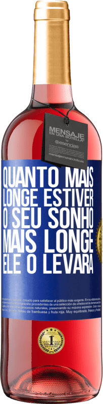 29,95 € Envio grátis | Vinho rosé Edição ROSÉ Quanto mais longe estiver o seu sonho, mais longe ele o levará Etiqueta Azul. Etiqueta personalizável Vinho jovem Colheita 2025 Tempranillo