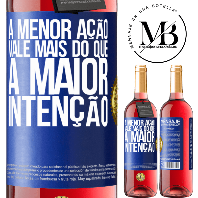 29,95 € Envio grátis | Vinho rosé Edição ROSÉ A menor ação vale mais do que a maior intenção Etiqueta Azul. Etiqueta personalizável Vinho jovem Colheita 2024 Tempranillo