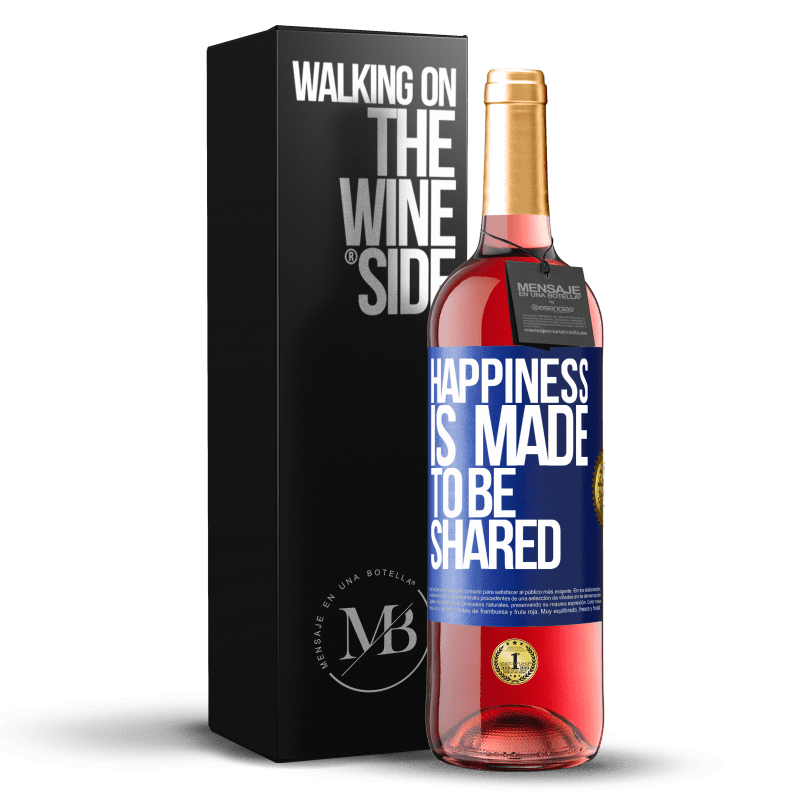 29,95 € Бесплатная доставка | Розовое вино Издание ROSÉ Счастье сделано, чтобы делиться Синяя метка. Настраиваемая этикетка Молодое вино Урожай 2023 Tempranillo