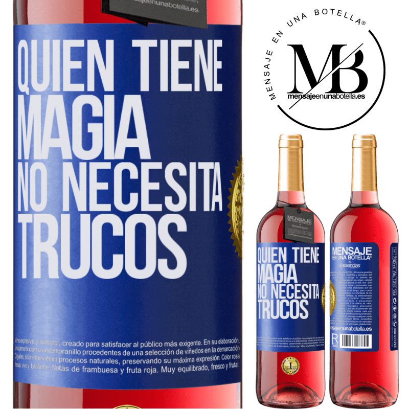 29,95 € Envío gratis | Vino Rosado Edición ROSÉ Quien tiene magia no necesita trucos Etiqueta Azul. Etiqueta personalizable Vino joven Cosecha 2024 Tempranillo