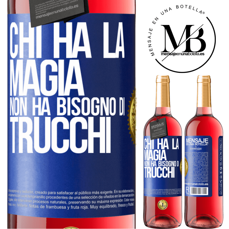 29,95 € Spedizione Gratuita | Vino rosato Edizione ROSÉ Chi ha la magia non ha bisogno di trucchi Etichetta Blu. Etichetta personalizzabile Vino giovane Raccogliere 2024 Tempranillo