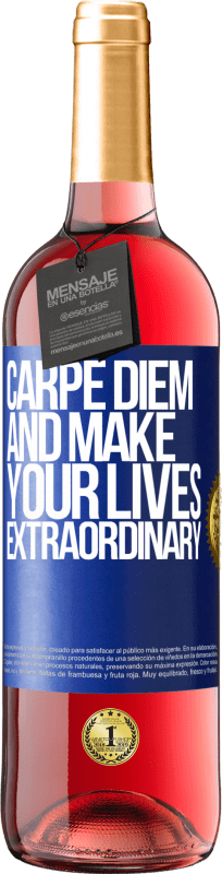 29,95 € | Розовое вино Издание ROSÉ Carpe Diem и сделай свою жизнь необычайной Синяя метка. Настраиваемая этикетка Молодое вино Урожай 2024 Tempranillo