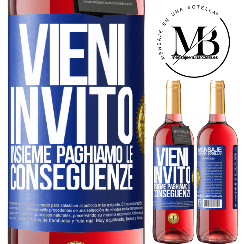 29,95 € Spedizione Gratuita | Vino rosato Edizione ROSÉ Vieni, invito, insieme paghiamo le conseguenze Etichetta Blu. Etichetta personalizzabile Vino giovane Raccogliere 2023 Tempranillo