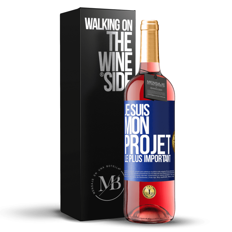 29,95 € Envoi gratuit | Vin rosé Édition ROSÉ Je suis mon projet le plus important Étiquette Bleue. Étiquette personnalisable Vin jeune Récolte 2025 Tempranillo