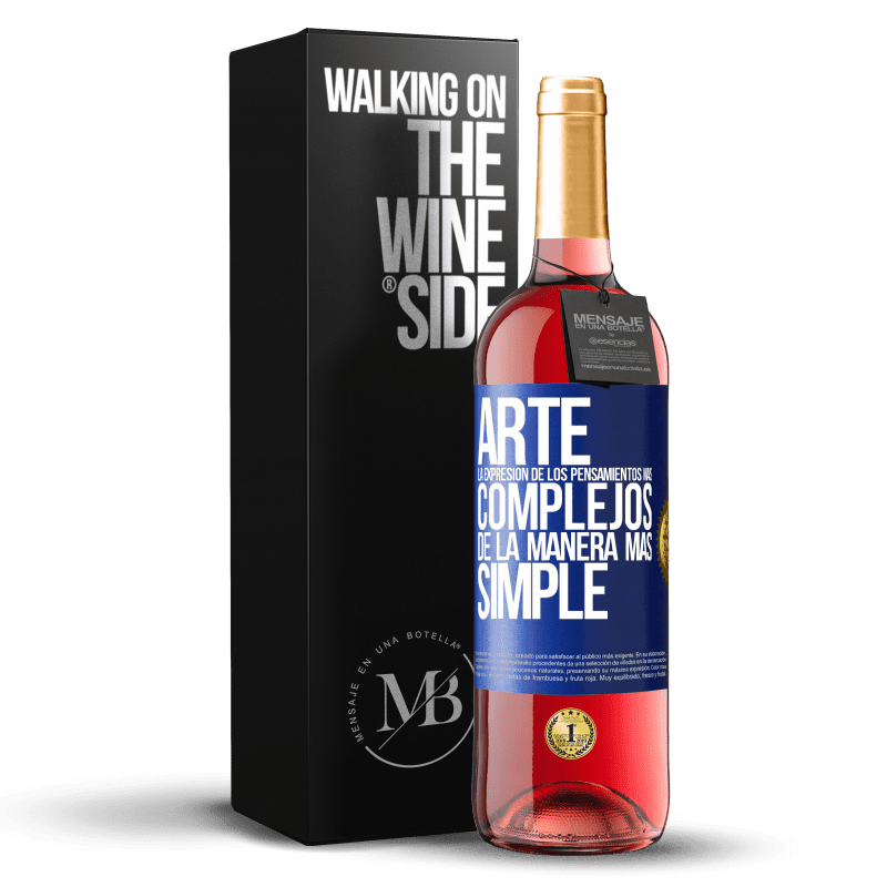 29,95 € Envío gratis | Vino Rosado Edición ROSÉ ARTE. La expresión de los pensamientos más complejos de la manera más simple Etiqueta Azul. Etiqueta personalizable Vino joven Cosecha 2024 Tempranillo