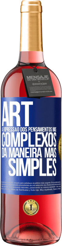 29,95 € | Vinho rosé Edição ROSÉ ART A expressão dos pensamentos mais complexos da maneira mais simples Etiqueta Azul. Etiqueta personalizável Vinho jovem Colheita 2024 Tempranillo