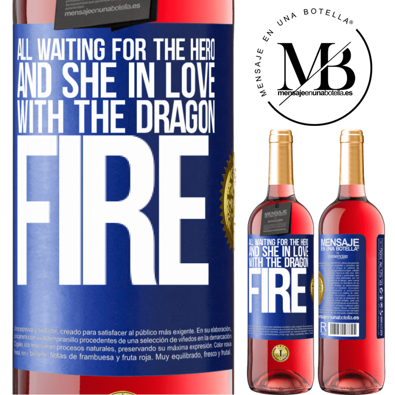 24,95 € Free Shipping | Rosé Wine ROSÉ Edition All waiting for the hero and she in love with the dragon fire Blue Label. Customizable label Young wine Harvest 2021 Tempranillo