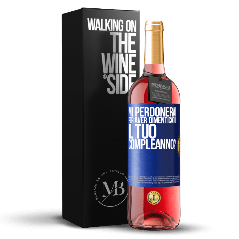 29,95 € Spedizione Gratuita | Vino rosato Edizione ROSÉ Mi perdonerai per aver dimenticato il tuo compleanno? Etichetta Blu. Etichetta personalizzabile Vino giovane Raccogliere 2024 Tempranillo