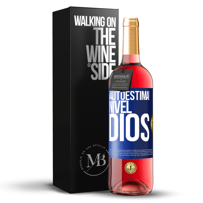 29,95 € Envío gratis | Vino Rosado Edición ROSÉ ¡Autoestima! Nivel dios Etiqueta Azul. Etiqueta personalizable Vino joven Cosecha 2024 Tempranillo