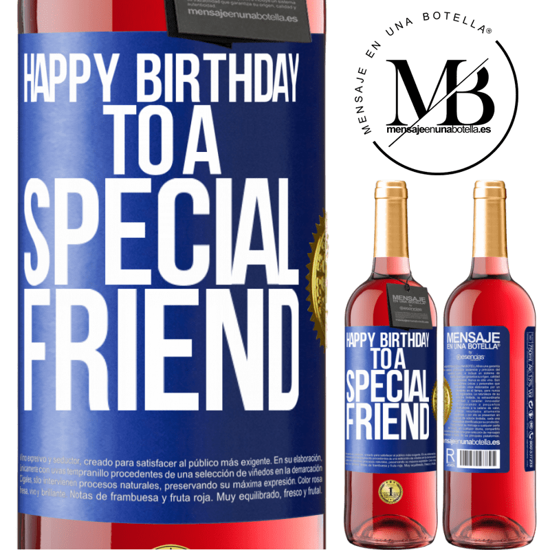29,95 € Free Shipping | Rosé Wine ROSÉ Edition Happy birthday to a special friend Blue Label. Customizable label Young wine Harvest 2021 Tempranillo