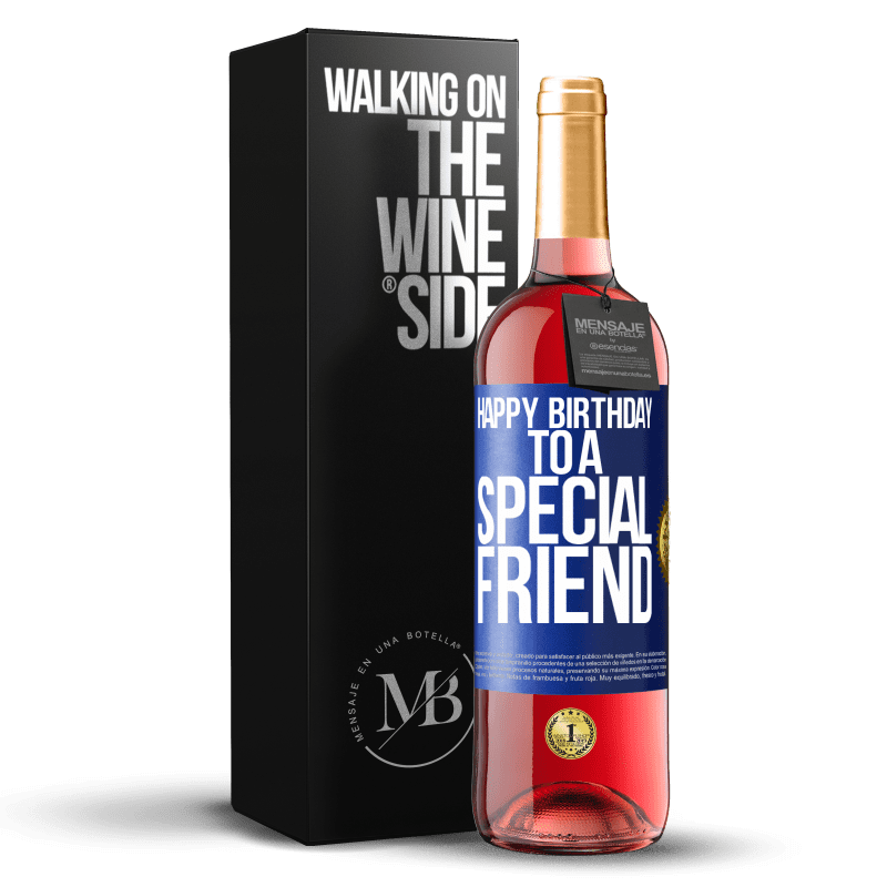 29,95 € Free Shipping | Rosé Wine ROSÉ Edition Happy birthday to a special friend Blue Label. Customizable label Young wine Harvest 2023 Tempranillo