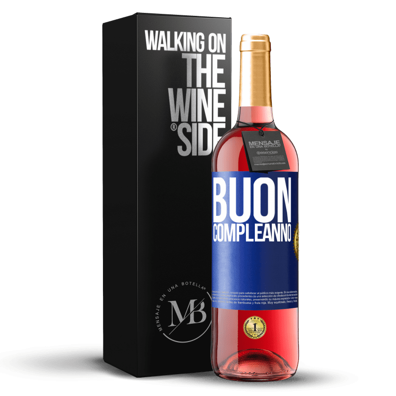 29,95 € Spedizione Gratuita | Vino rosato Edizione ROSÉ Buon compleanno Etichetta Blu. Etichetta personalizzabile Vino giovane Raccogliere 2024 Tempranillo