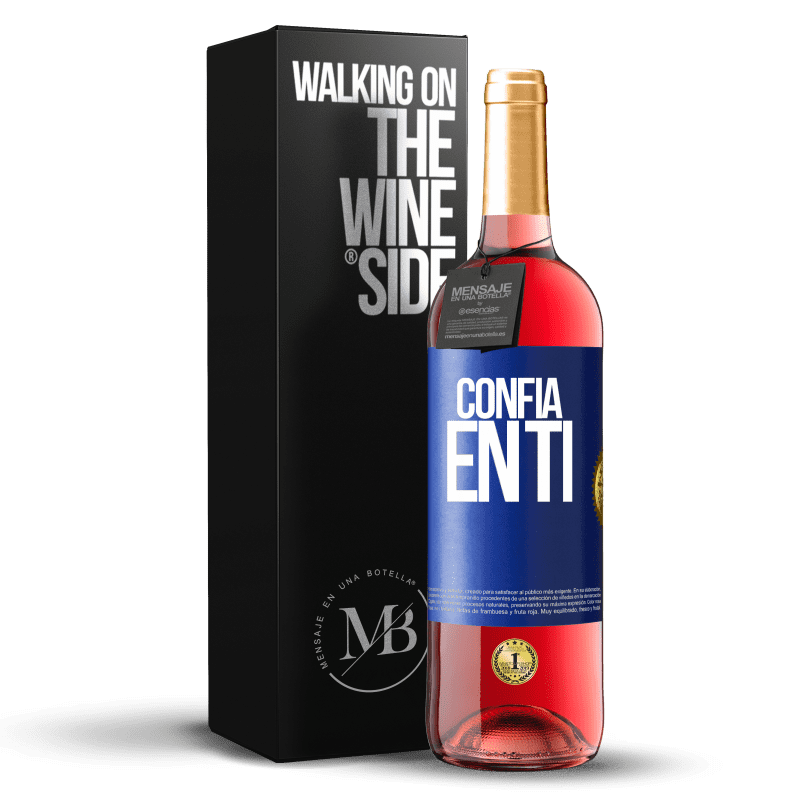 29,95 € Envío gratis | Vino Rosado Edición ROSÉ Confía en ti Etiqueta Azul. Etiqueta personalizable Vino joven Cosecha 2023 Tempranillo