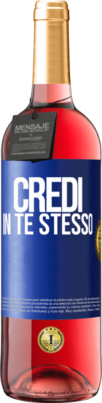 29,95 € Spedizione Gratuita | Vino rosato Edizione ROSÉ Credi in te stesso Etichetta Blu. Etichetta personalizzabile Vino giovane Raccogliere 2025 Tempranillo