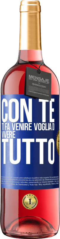 29,95 € | Vino rosato Edizione ROSÉ Con te ti fa venire voglia di vivere tutto Etichetta Blu. Etichetta personalizzabile Vino giovane Raccogliere 2024 Tempranillo