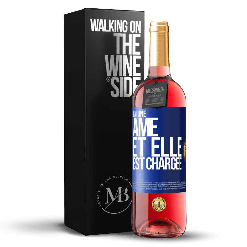 29,95 € Envoi gratuit | Vin rosé Édition ROSÉ J'ai une âme et elle est chargée Étiquette Bleue. Étiquette personnalisable Vin jeune Récolte 2023 Tempranillo