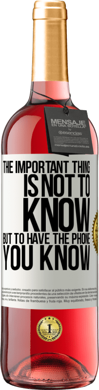 29,95 € | Розовое вино Издание ROSÉ Важно не знать, а иметь телефон, который вы знаете Белая этикетка. Настраиваемая этикетка Молодое вино Урожай 2023 Tempranillo