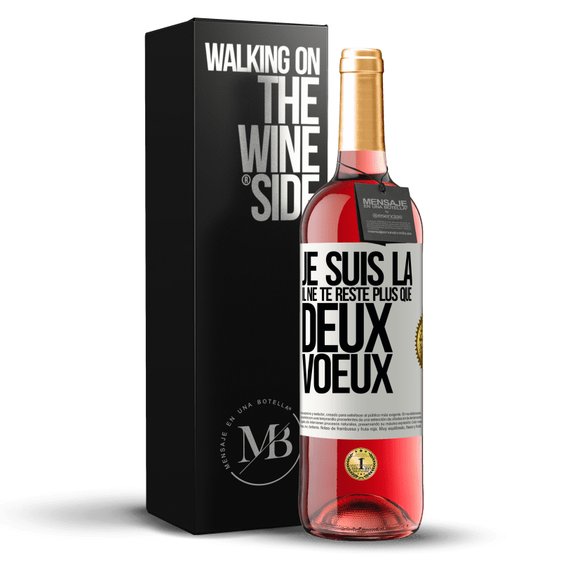 29,95 € Envoi gratuit | Vin rosé Édition ROSÉ Je suis là. Il ne te reste plus que deux voeux Étiquette Blanche. Étiquette personnalisable Vin jeune Récolte 2024 Tempranillo