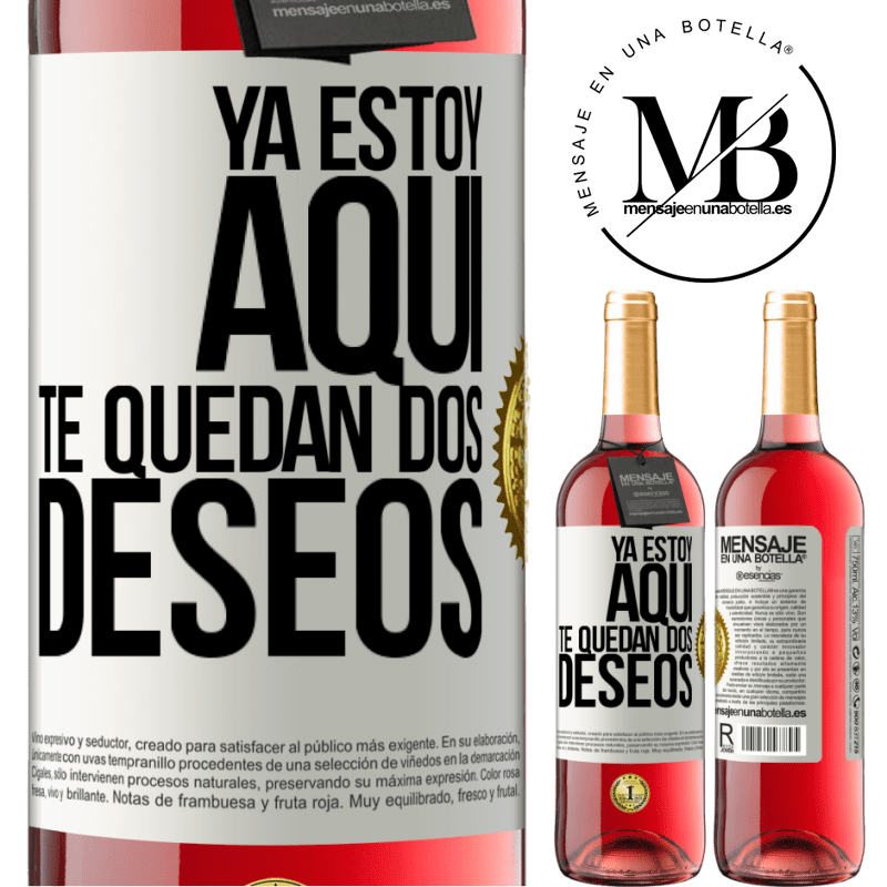 29,95 € Envío gratis | Vino Rosado Edición ROSÉ Ya estoy aquí. Te quedan dos deseos Etiqueta Blanca. Etiqueta personalizable Vino joven Cosecha 2024 Tempranillo