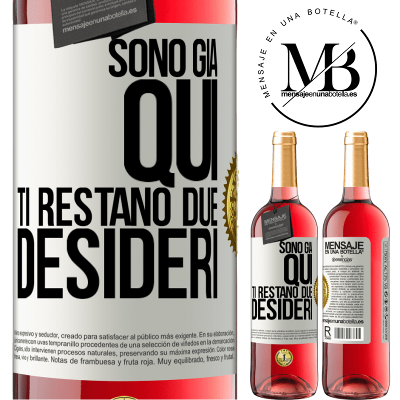 29,95 € Spedizione Gratuita | Vino rosato Edizione ROSÉ Sono già qui. Ti restano due desideri Etichetta Bianca. Etichetta personalizzabile Vino giovane Raccogliere 2025 Tempranillo