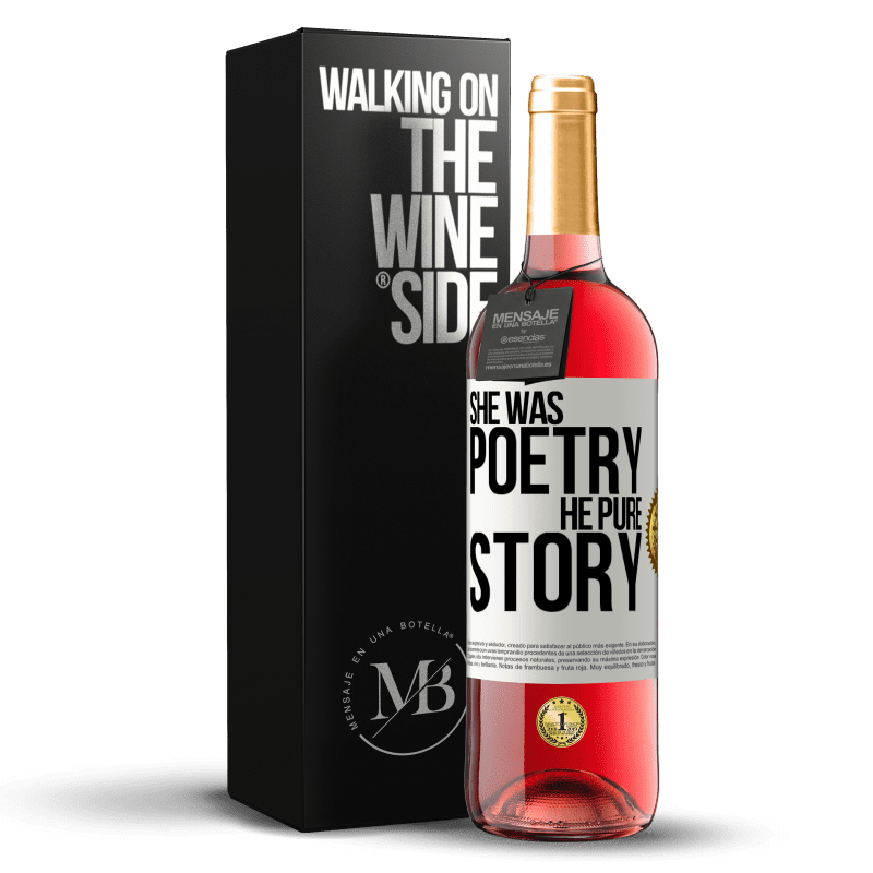 29,95 € Бесплатная доставка | Розовое вино Издание ROSÉ Она была поэзией, он чистая история Белая этикетка. Настраиваемая этикетка Молодое вино Урожай 2023 Tempranillo