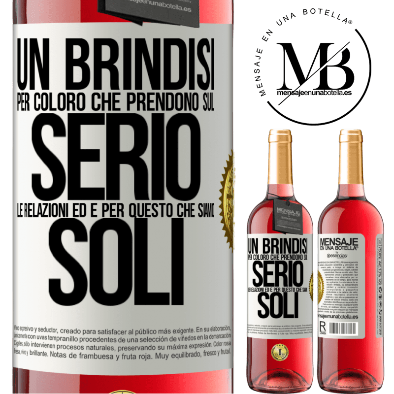 29,95 € Spedizione Gratuita | Vino rosato Edizione ROSÉ Un brindisi per coloro che prendono sul serio le relazioni ed è per questo che siamo soli Etichetta Bianca. Etichetta personalizzabile Vino giovane Raccogliere 2023 Tempranillo