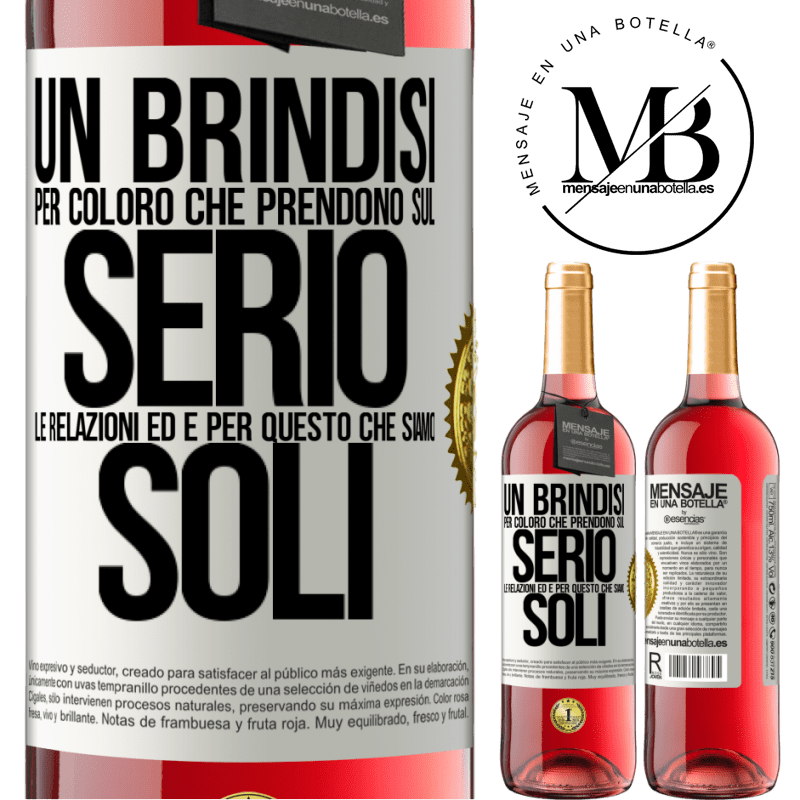 29,95 € Spedizione Gratuita | Vino rosato Edizione ROSÉ Un brindisi per coloro che prendono sul serio le relazioni ed è per questo che siamo soli Etichetta Bianca. Etichetta personalizzabile Vino giovane Raccogliere 2025 Tempranillo