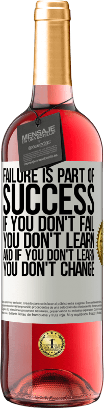29,95 € | Rosé Wine ROSÉ Edition Failure is part of success. If you don't fail, you don't learn. And if you don't learn, you don't change White Label. Customizable label Young wine Harvest 2023 Tempranillo