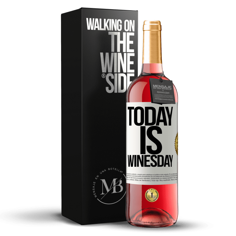 29,95 € Spedizione Gratuita | Vino rosato Edizione ROSÉ Today is winesday! Etichetta Bianca. Etichetta personalizzabile Vino giovane Raccogliere 2023 Tempranillo