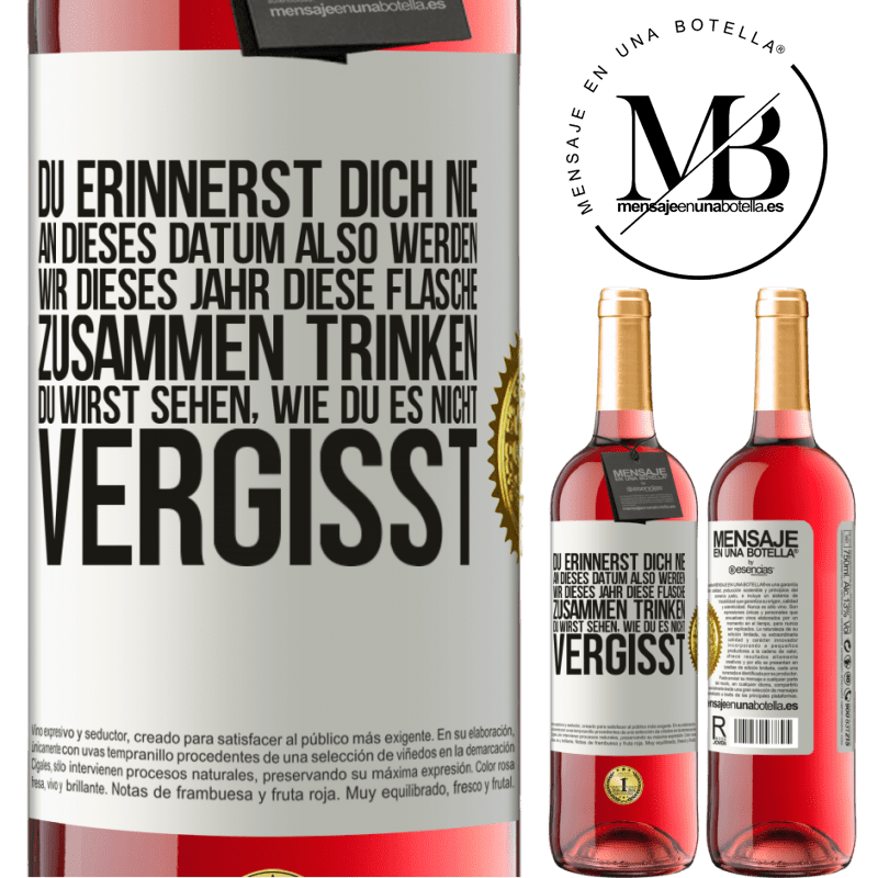 29,95 € Kostenloser Versand | Roséwein ROSÉ Ausgabe Du erinnerst dich nie an dieses Datum, also werden wir dieses Jahr diese Flasche zusammen trinken. Du wirst sehen, dass du das n Weißes Etikett. Anpassbares Etikett Junger Wein Ernte 2025 Tempranillo