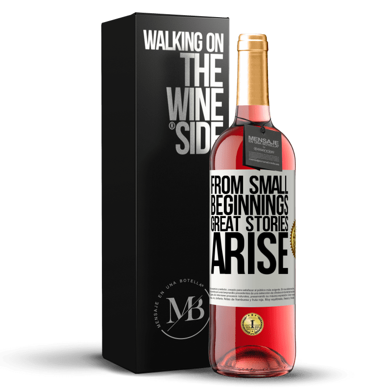 29,95 € Бесплатная доставка | Розовое вино Издание ROSÉ С самого начала возникают великие истории Белая этикетка. Настраиваемая этикетка Молодое вино Урожай 2023 Tempranillo