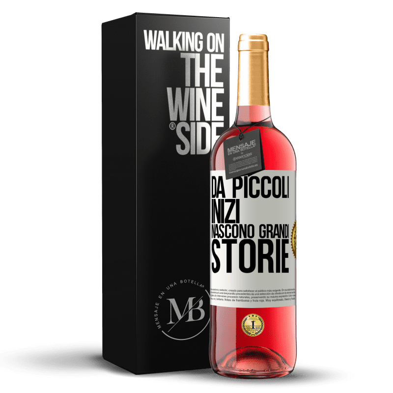 29,95 € Spedizione Gratuita | Vino rosato Edizione ROSÉ Da piccoli inizi nascono grandi storie Etichetta Bianca. Etichetta personalizzabile Vino giovane Raccogliere 2024 Tempranillo