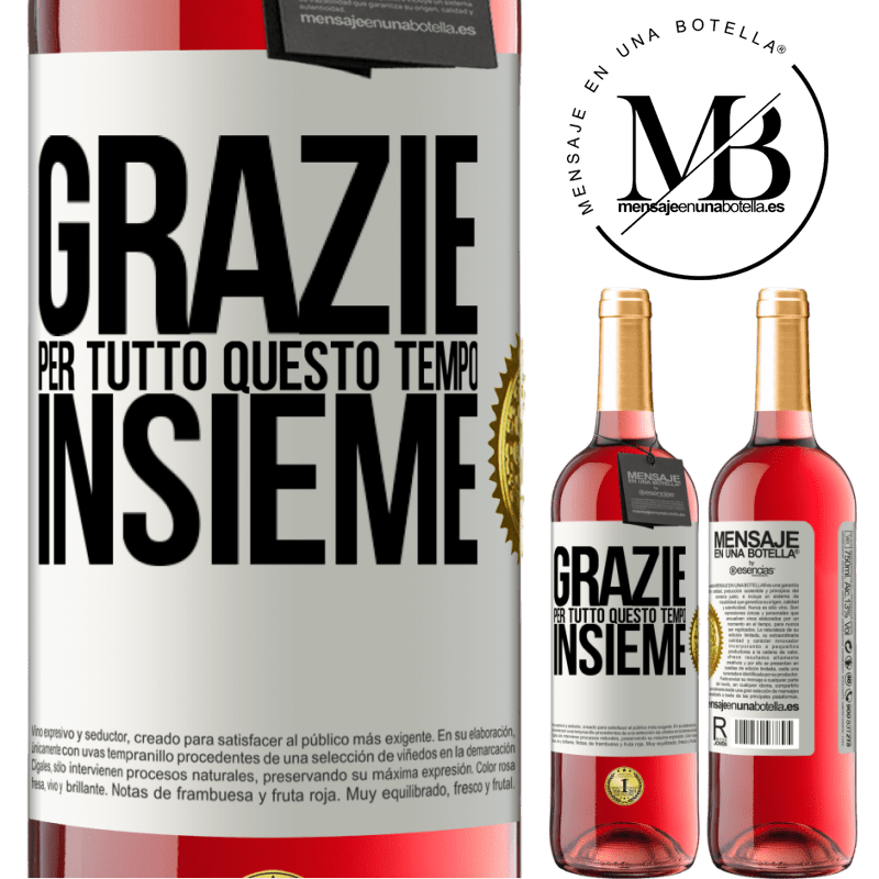 29,95 € Spedizione Gratuita | Vino rosato Edizione ROSÉ Grazie per tutto questo tempo insieme Etichetta Bianca. Etichetta personalizzabile Vino giovane Raccogliere 2023 Tempranillo