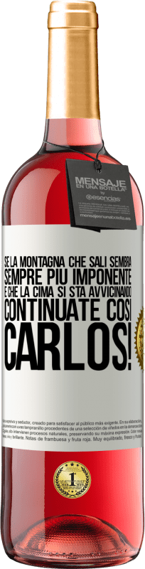 29,95 € | Vino rosato Edizione ROSÉ Se la montagna che sali sembra sempre più imponente, è che la cima si sta avvicinando. Continuate così Carlos! Etichetta Bianca. Etichetta personalizzabile Vino giovane Raccogliere 2025 Tempranillo