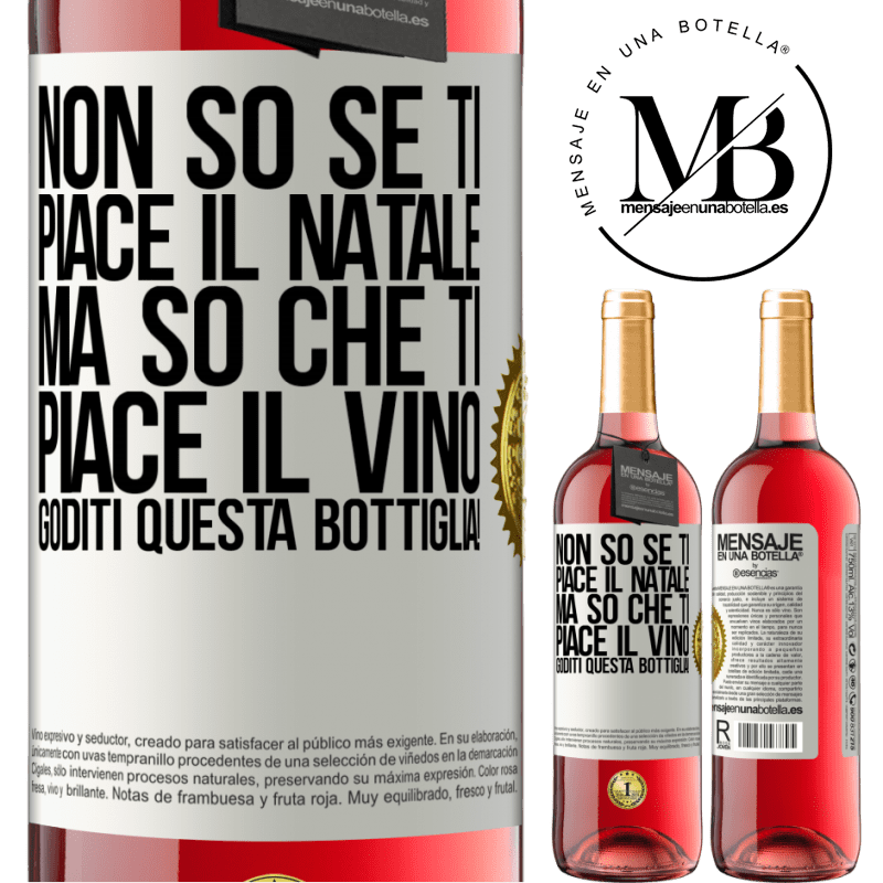 29,95 € Spedizione Gratuita | Vino rosato Edizione ROSÉ Non so se ti piace il Natale, ma so che ti piace il vino. Goditi questa bottiglia! Etichetta Bianca. Etichetta personalizzabile Vino giovane Raccogliere 2025 Tempranillo