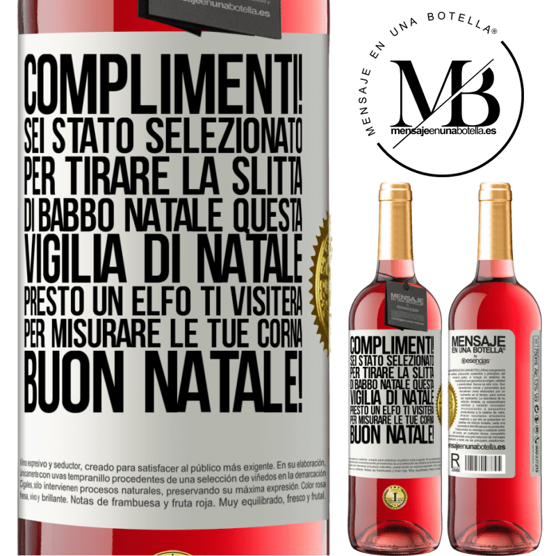 29,95 € Spedizione Gratuita | Vino rosato Edizione ROSÉ Complimenti! Sei stato selezionato per tirare la slitta di Babbo Natale questa vigilia di Natale. Presto un elfo ti visiterà Etichetta Bianca. Etichetta personalizzabile Vino giovane Raccogliere 2023 Tempranillo