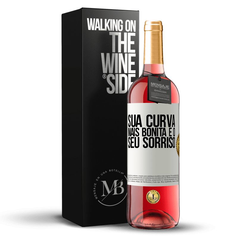 29,95 € Envio grátis | Vinho rosé Edição ROSÉ Sua curva mais bonita é o seu sorriso Etiqueta Branca. Etiqueta personalizável Vinho jovem Colheita 2024 Tempranillo