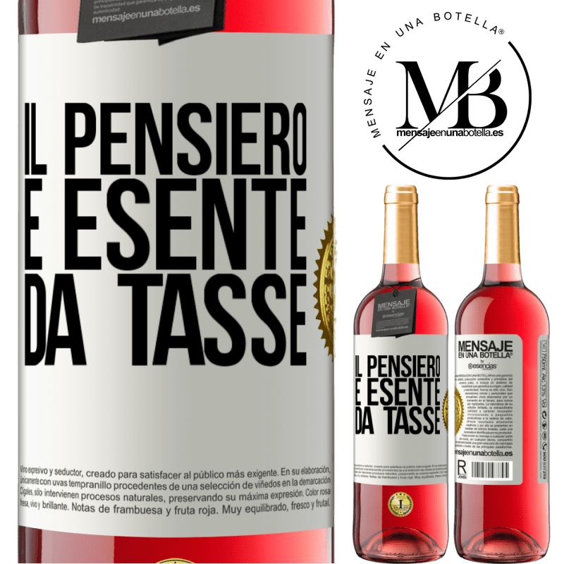 29,95 € Spedizione Gratuita | Vino rosato Edizione ROSÉ Il pensiero è esente da tasse Etichetta Bianca. Etichetta personalizzabile Vino giovane Raccogliere 2023 Tempranillo