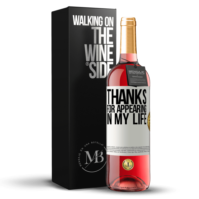 29,95 € Бесплатная доставка | Розовое вино Издание ROSÉ Спасибо, что появился в моей жизни Белая этикетка. Настраиваемая этикетка Молодое вино Урожай 2023 Tempranillo