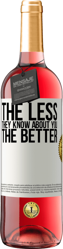 29,95 € | Rosé Wine ROSÉ Edition The less they know about you, the better White Label. Customizable label Young wine Harvest 2024 Tempranillo