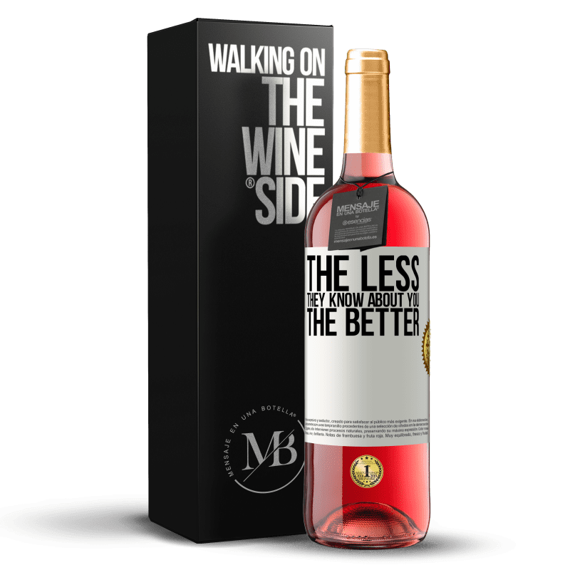 29,95 € Free Shipping | Rosé Wine ROSÉ Edition The less they know about you, the better White Label. Customizable label Young wine Harvest 2024 Tempranillo